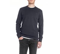 Longsleeve REPLAY, Herren, Gr. XL, night blau, Strick, Obermaterial: 100% Baumwolle, unifarben, regular fit normal, Rundhals, breiter Bund, Shirts, Regular Fit, Rundhalsform (38311916-XL) night blau