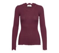 Longsleeve ROSEMUNDE "Babette silk shirt", Damen, Gr. L, beere, Strick, Obermaterial: 70% Seide, 30% Baumwolle, figurbetont hüftlang, Rundhals, gewellter Abschluss, Shirts, Langarm, mit Spitze, femini