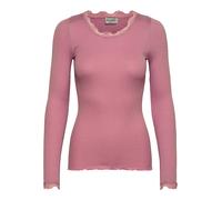 Longsleeve ROSEMUNDE "Babette silk shirt", Damen, Gr. XS, rosa (altrose), Strick, Obermaterial: 70% Seide, 30% Baumwolle, figurbetont hüftlang, Rundhals, gewellter Abschluss, Shirts, Langarm, mit Spit