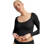 Longsleeve SLOGGI "ZERO Feel Bliss", Damen, Gr. XS, schwarz, Spitze, Obermaterial: 76% Polyamid, 24% Elasthan, unifarben, figurbetont bauchfrei, eckiger Ausschnitt, Shirts, nahtlos mit Spitzenoptik, w