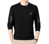 Longsleeve T-Shirt Herren Vintage Temperament Einfarbig Longsleevehemd All-Match Lose Klassisch Casualshirt Trend Mode Sportshirt E-Black L