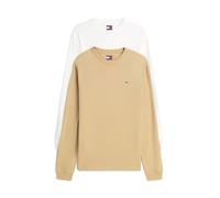 Longsleeve TOMMY JEANS "TJM SLIM 2PACK L/S EXT", Herren, Gr. M, ecru, gentle gold, Single Jersey, Obermaterial: 100% Baumwolle, Rundhals, Bündchen, Shirts (78310837-M) ecru, gentle gold