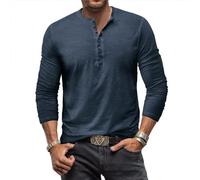 Longsleeve Tops Herren Slim Fit Mode Einfarbig Longsleeve T-Shirt Herren Klassisch Komfortabel Casual T-Shirt Herren Jugend All-Match Vintage Basic T-Shirt Herren D-Royal Blue XXL