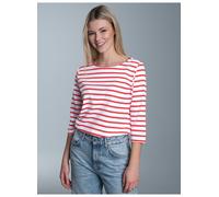 Longsleeve TRIGEMA "TRIGEMA Dreiviertelarm Shirt mit Ringelmuster", Damen, Gr. S, orange (koralle), 100% Baumwolle, Basic, Shirts (55433763-S) koralle