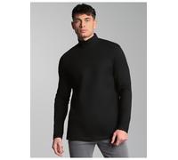 Longsleeve TRIGEMA "TRIGEMA Langarm Shirt mit Stehkragen", Herren, Gr. XXXL, schwarz, 100% Baumwolle, Basic, Langarm, Shirts (447838-XXXL) schwarz
