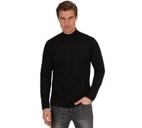 Longsleeve TRIGEMA "TRIGEMA Langarm Shirt mit Stehkragen", Herren, Gr. L, schwarz, 100% Baumwolle, Basic, Langarm, Shirts (447838-L) schwarz