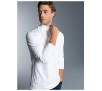 Longsleeve TRIGEMA "TRIGEMA Langarm Shirt mit Stehkragen", Herren, Gr. L, weiß, 100% Baumwolle, Basic, Shirts (447845-L) weiß
