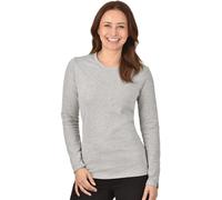 Longsleeve TRIGEMA "TRIGEMA Langarmshirt", Damen, Gr. S, grau (grau, melange), Feinstrick, 95% Baumwolle, 5% Elastan, Basic, lang, Rundhals, Shirts (035924-S) grau, melange
