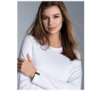 Longsleeve TRIGEMA "TRIGEMA Langarmshirt", Damen, Gr. S, weiß, Feinstrick, 95% Baumwolle, 5% Elasthan, Basic, lang, Rundhals, Shirts (395214-S) weiß