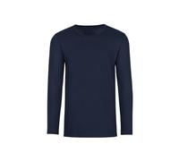 Longsleeve TRIGEMA "TRIGEMA Langarmshirt", Mädchen, Gr. 140, blau (navy), Feinstrick, 95% Baumwolle, 5% Elastan, Basic, lang, Rundhals, Shirts (806923-140) navy