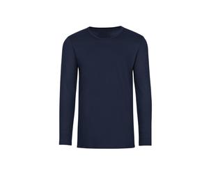 Longsleeve TRIGEMA "TRIGEMA Langarmshirt", Mädchen, Gr. 140, blau (navy), Feinstrick, 95% Baumwolle, 5% Elastan, Basic, lang, Rundhals, Shirts (806923-140) navy