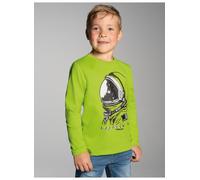 Longsleeve TRIGEMA "TRIGEMA Langarmshirt mit großem Astronauten-Print", Mädchen, Gr. 116, lemon, 100% Baumwolle, Basic, Shirts (47786631-116) lemon