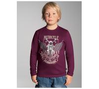 Longsleeve TRIGEMA "TRIGEMA Langarmshirt mit großem Motorrad-Print", Mädchen, Gr. 152, sangria, 100% Baumwolle, Basic, Shirts (37259413-152) sangria