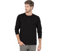 Longsleeve TRIGEMA "TRIGEMA Langarmshirt mit Knopfleiste" Gr. XXL, schwarz, Herren, 100% Baumwolle, Shirts (74720863-XXL) schwarz