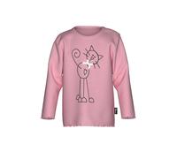 Longsleeve TRIGEMA "TRIGEMA Langarmshirt mit süßem Katzen-Printmotiv", Mädchen, Gr. 104, lilie, 95% Baumwolle, 5% Elasthan, Basic, Shirts (61195853-104) lilie