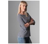 Longsleeve TRIGEMA "TRIGEMA Shirt aus 100% Baumwolle mit 3/4-Arm", Damen, Gr. M, blau (navy), 100% Baumwolle, Shirts (16417618-M) navy