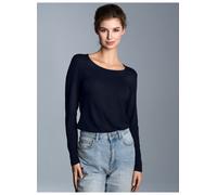 Longsleeve TRIGEMA "TRIGEMA Shirt aus Viskose Langarm", Damen, Gr. L, blau (navy), 94% Viskose, 6% Elasthan, Basic, Shirts (98242152-L) navy