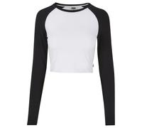 Urban Classics Damen Ladies Organic Cropped Retro Baseball Longsleeve T-Shirt, White/Black, L EU