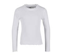 Longsleeve URBAN CLASSICS "Urban Classics Damen Girls Short Rib Longsleeve", Mädchen, Gr. 146/152, weiß, 97% Baumwolle, 3% Elasthan, unifarben, slim fit, Rundhals, Shirts (53432743-146) weiß