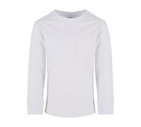 Longsleeve URBAN CLASSICS "Urban Classics Herren Boys Heavy Oversized Pocket Longsleeve", Mädchen, Gr. 146/152, weiß, 100% Baumwolle, unifarben, oversize, Rundhals, Shirts (76387413-146) weiß