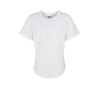 Longsleeve URBAN CLASSICS "Urban Classics Herren Boys Long Shaped Turnup Tee", Jungen, Gr. 146/152, weiß, 100% Baumwolle, unifarben, normal, Rundhals, Shirts (51693059-146) weiß