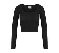 Longsleeve URBAN CLASSICS "Urban Classics Ladies Rib Jersey Wide Neck Longsleeve", Damen, Gr. L, schwarz, 95% Baumwolle, 5% Elasthan, unifarben, slim fit, Balconnet, Shirts (69516110-L) schwarz
