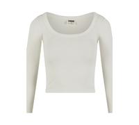 Longsleeve URBAN CLASSICS "Urban Classics Ladies Rib Jersey Wide Neck Longsleeve", Damen, Gr. XL, sanftes weiß, 95% Baumwolle, 5% Elasthan, unifarben, slim fit, Balconnet, Shirts (34742949-XL) sanftes