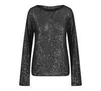 Longsleeve URBAN CLASSICS "Urban Classics Ladies Sequins Longsleeve", Damen, Gr. XS, schwarz, 100% Kunststoff, unifarben, loose fit, Rundhals, Shirts (55810520-XS) schwarz