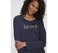 Longsleeve VIVANCE DREAMS, Damen, Gr. 32/34, blau (dunkelblau), Single Jersey, Obermaterial: 50% Baumwolle, 50% Viskose, unifarben, bedruckt, modisch, Basic lang, Rundhals, Langarm, Shirts, mit schöne