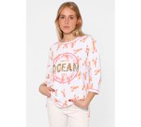 Longsleeve ZWILLINGSHERZ "Shirt "Ocean Sandy Soul"", Damen, Gr. S/M, orange, Web, Obermaterial: 50% Baumwolle, 50% Polyester, regular fit normal, Rundhals, eingefasste Kante, Shirts, 3/4-Arm, Paillett