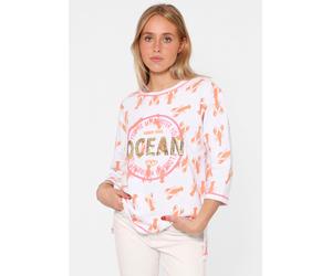 Longsleeve ZWILLINGSHERZ "Shirt "Ocean Sandy Soul", Damen, Gr. S/M, orange, Web, Obermaterial: 50% Baumwolle, 50% Polyester, regular fit normal, Rundhals, eingefasste Kante, Shirts Longsleeve, 3/4-Arm