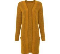 Longstrickjacke BONPRIX, Damen, Gr. 36/38 (S), honig meliert, Strick, Obermaterial: 75% Polyacryl, 22% Polyester, 3% Elasthan, unifarben, loose fit ca. Mitte Oberschenkel, V-Ausschnitt, Strickbündchen