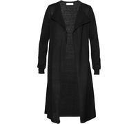 Longstrickjacke BONPRIX, Damen, Gr. 40/42 (M), schwarz, Strick, Obermaterial: 50% Baumwolle, 50% Polyacryl, unifarben, figurumspielend knieumspielend, ohne Ausschnitt, Strickjacken Longstrickjacke, fi