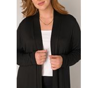 Longstrickjacke BASE LEVEL CURVY "Ayla Long", Damen, Gr. 44, schwarz, Strick, Obermaterial: 94% Viskose, 6% Elasthan, unifarben, figurumspielend knieumspielend, eingesetzt abgesteppt, Strickjacken Lon
