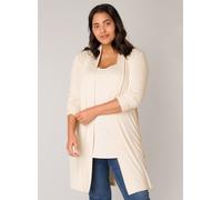 Longstrickjacke BASE LEVEL CURVY "Ayla Long", Damen, Gr. 54 (56), beige (sand beige), Strick, Obermaterial: 94% Viskose, 6% Elasthan, unifarben, figurumspielend knieumspielend, eingesetzt abgesteppt,
