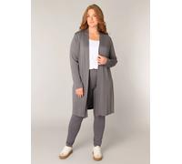 Longstrickjacke BASE LEVEL CURVY "Ayla Long", Damen, Gr. 58/60, dunkelgrau, Strick, Obermaterial: 94% Viskose, 6% Elasthan, figurumspielend knieumspielend, eingesetzt abgesteppt, Strickjacken Longstri