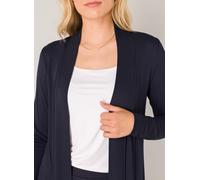 Longstrickjacke BASE LEVEL "Yayla Long", Damen, Gr. 38, blau (navy dunkelblau), Strick, Obermaterial: 94% Viskose, 6% Elasthan, unifarben, figurumspielend ca. Mitte Oberschenkel, tiefer Rundhals, ange