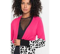 Longstrickjacke BONPRIX, Damen, Gr. 36/38 (S), schwarz (schwarz leo), Obermaterial: 80% Viskose, 20% Polyamid, oversize, Strickjacken Longstrickjacke, Oversize-Passform, gerippte Struktur, eleganter S