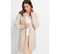 Longstrickjacke BONPRIX, Damen, Gr. 40/42 (M), beige (beige meliert), Obermaterial: 67% Polyacryl, 30% Polyester, 3% Elasthan, bequem, Strickjacken Longstrickjacke, bequeme Passform, mit voluminösen Ä