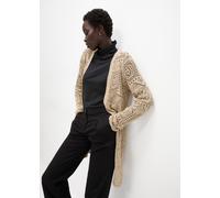 Longstrickjacke BONPRIX, Damen, Gr. 48/50 (XL), beige (sand), Strick, Obermaterial: 50% Baumwolle, 50% Polyacryl, gemustert, unifarben, loose fit kniefrei, ohne Ausschnitt, Strickjacken Longstrickjack