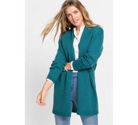 Longstrickjacke BONPRIX, Damen, Gr. 52/54 (XXL), blau (blaugrün), Strick, Obermaterial: 100% Polyacryl, unifarben, loose fit ca. Mitte Oberschenkel, ohne Ausschnitt, Strickbündchen, Strickjacken Longs