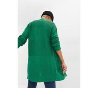 Longstrickjacke BONPRIX "Longstrickjacke", Damen, Gr. 40/42 (M), grün, Obermaterial: 50% Baumwolle, 50% Polyacryl, loose fit, Strickjacken Longstrickjacke, lockere Passform, mit Strickmuster, casual S