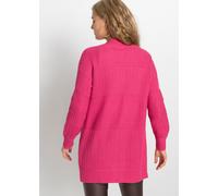 Longstrickjacke BONPRIX "Longstrickjacke", Damen, Gr. 40/42 (M), rosa (dunkelpink), Obermaterial: 50% Baumwolle, 50% Polyacryl, loose fit, Strickjacken Longstrickjacke, lockere Passform, mit Strickmus