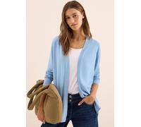 Longstrickjacke CECIL, Damen, Gr. L (42), blau (whisper blau melange), Strick, Obermaterial: 60% Baumwolle, 40% Viskose, unifarben, Po-bedeckend, ohne Ausschnitt, Strickjacken Longstrickjacke, softe B