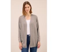 Longstrickjacke CECIL, Damen, Gr. L (42), braun (toffee cream melange), Web, 60% Baumwolle, 40% Viskose, unifarben, normal kniefrei, ohne Ausschnitt, abgesteppt, Strickjacken Longstrickjacke, im softe