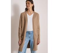 Longstrickjacke CECIL, Damen, Gr. S (38), beige (creamy mocha melange), Web, 37% Baumwolle, 34% Polyacryl, 26% Polyester, 3% Elasthan, unifarben, comfort fit lang, ohne Ausschnitt, Bündchen, Strickjac