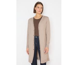 Longstrickjacke CECIL, Damen, Gr. S (38), beige (sandalwood beige melange), Stoff, 52% Viskose, 28% Polyester, 20% Nylon, unifarben, comfort fit lang, V-Ausschnitt, Rippbündchen, Strickjacken Longstri