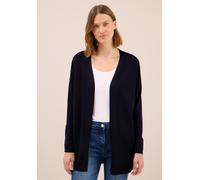 Longstrickjacke CECIL, Damen, Gr. S (38), blau (urban dunkelblau), Web, 60% Baumwolle, 40% Viskose, unifarben, normal kniefrei, ohne Ausschnitt, abgesteppt, Strickjacken Longstrickjacke, im soften Bau
