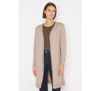 Longstrickjacke CECIL, Damen, Gr. S (38), sandalwood beige melange, Stoff, 52% Viskose, 28% Polyester, 20% Nylon, unifarben, comfort fit lang, V-Ausschnitt, Rippbündchen, Strickjacken Longstrickjacke,