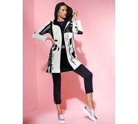 Longstrickjacke CREATION L, Damen, Gr. 46, schwarz-weiß (ecru, schwarz, gemustert), 45% Baumwolle, 45% Modal, 10% Polyamid, gemustert, Strickjacken Longstrickjacke (33500759-46) ecru, schwarz, gemuste